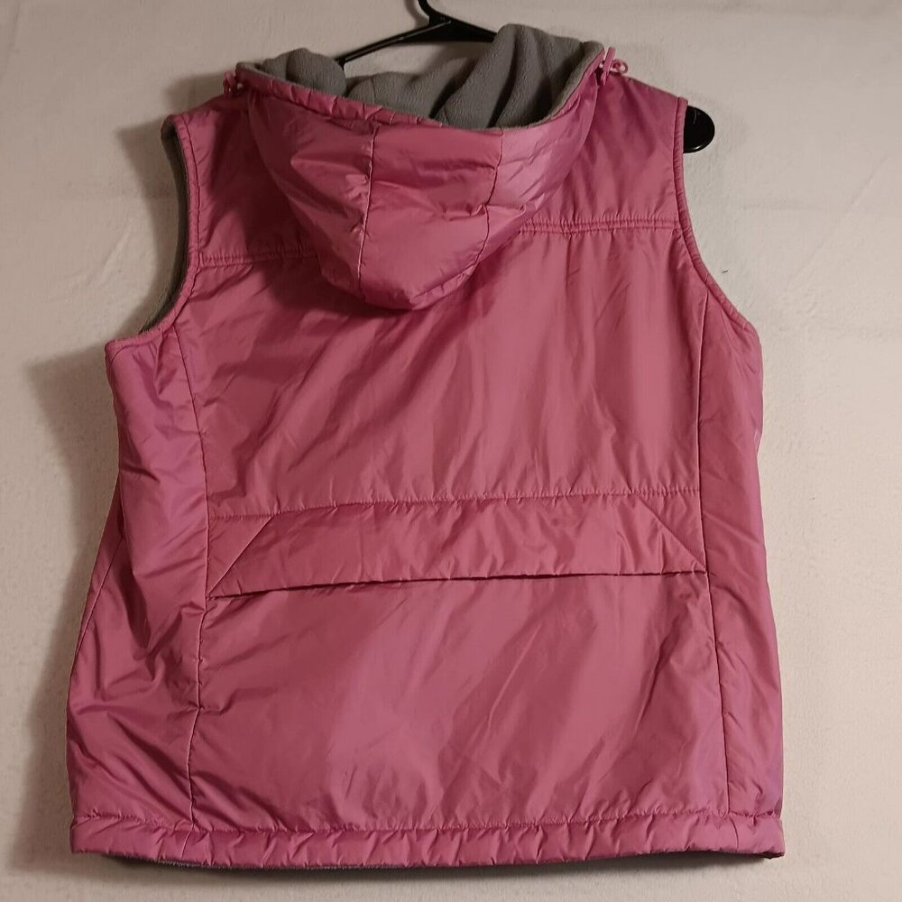 Pink Puffer Old Navy Zip Hooded Vest Sz M Fleece Lined - Picture 7 of 7